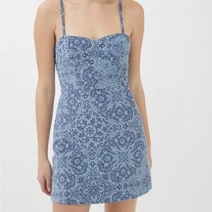 Urban Outfitters Blue Patterned Mini Dress